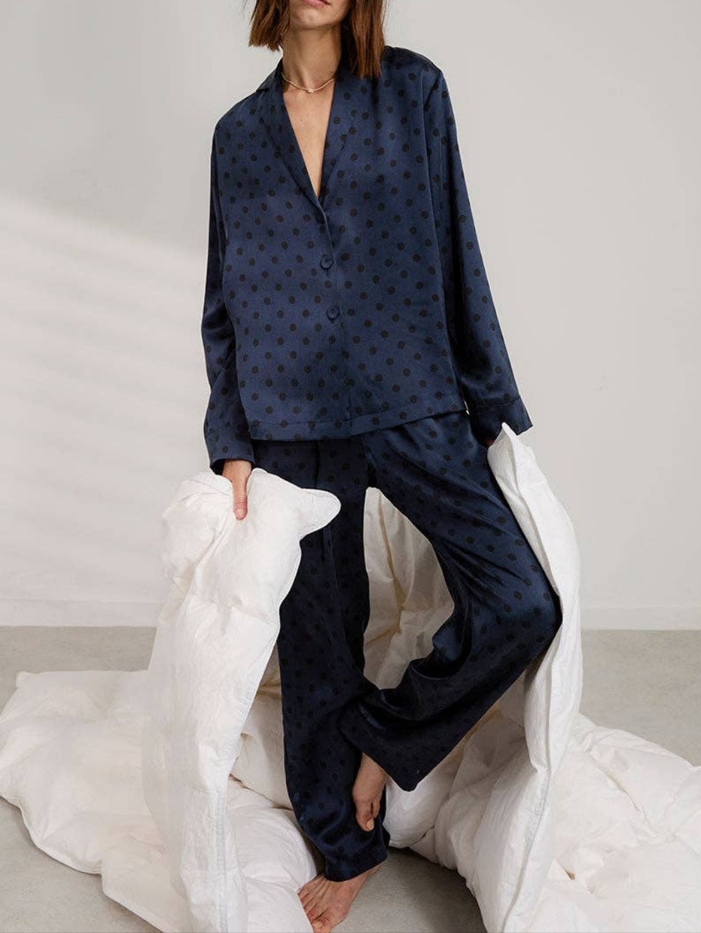 Lunya Washable Silk Polka Dot Pajama Set